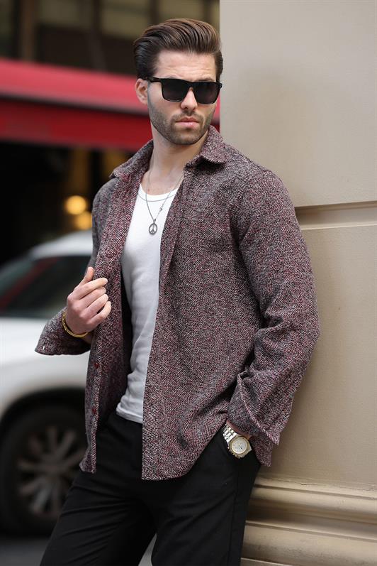 MDX Red Patterned Men's Jacket Shirt E6755 - Rouen