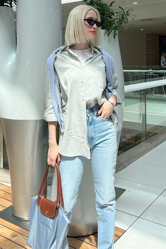 MDX Gray Oversize Basic Pocket Poplin Shirt MG1530 - Úbeda
