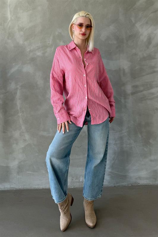 MDX Pink Striped Oversized Women's Shirt Mg2327 - Neustadt