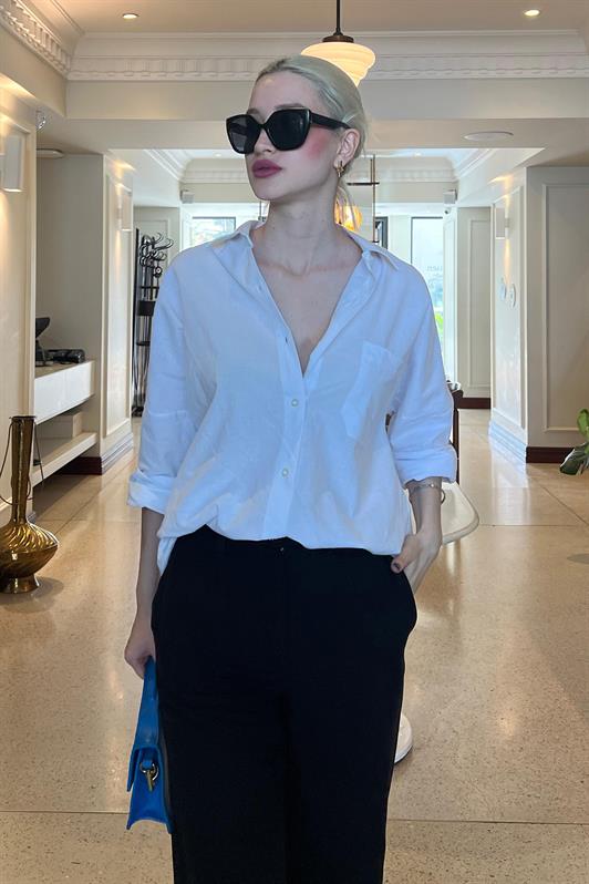 MDX White Oversize Basic Pocketed Poplin Shirt MG1530 - Šiauliai