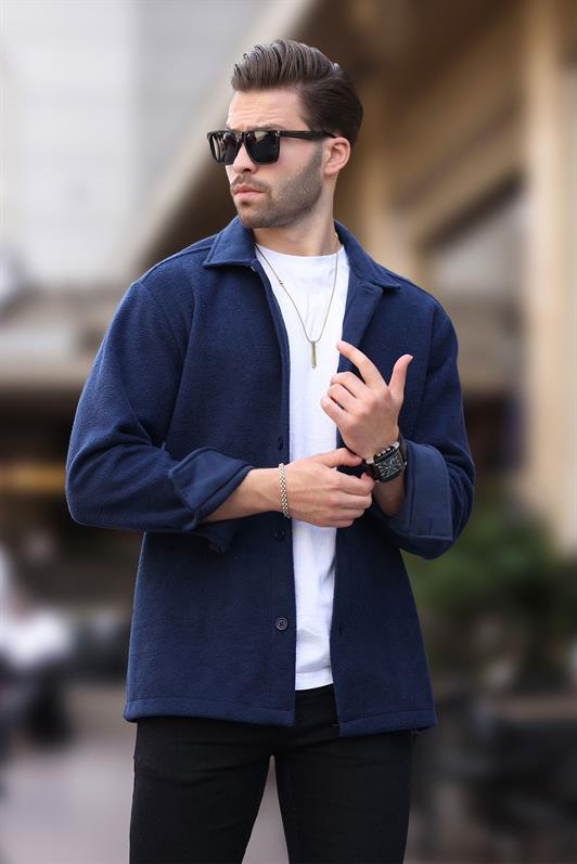 MDX Navy Blue Buttoned Men's Polar Shirt 6753 - Jackson
