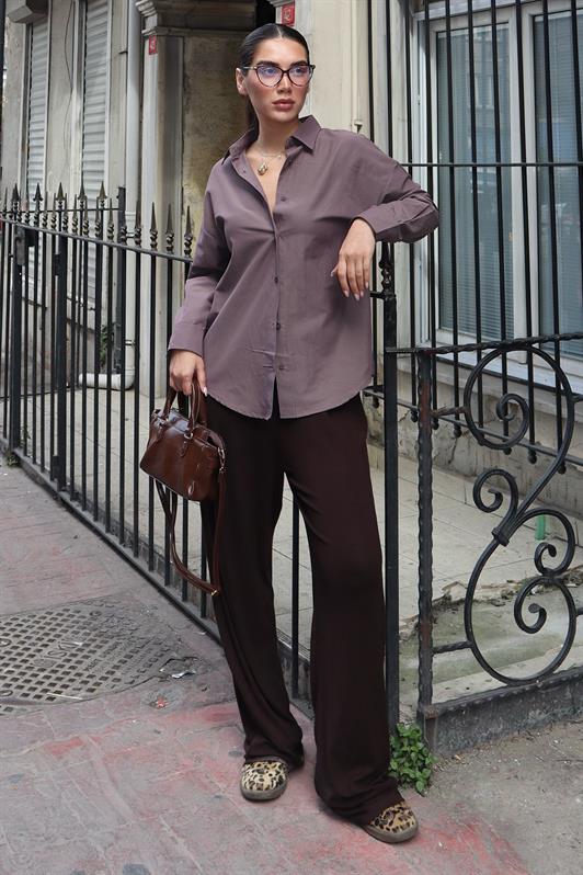 MDX Brown Basic Women's Shirt Mg2355 - Terni