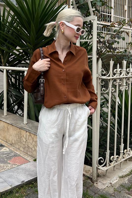 MDX Brown Long Sleeve Oversized Shirt MG2003 - Largo