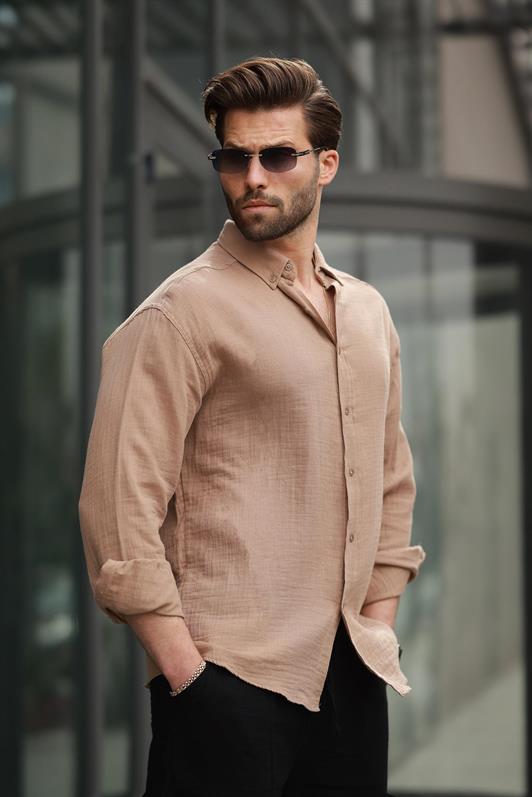 MDX Camel Basic 100% Cotton Long Sleeve Men's Shirt E6761 - Voznesensk