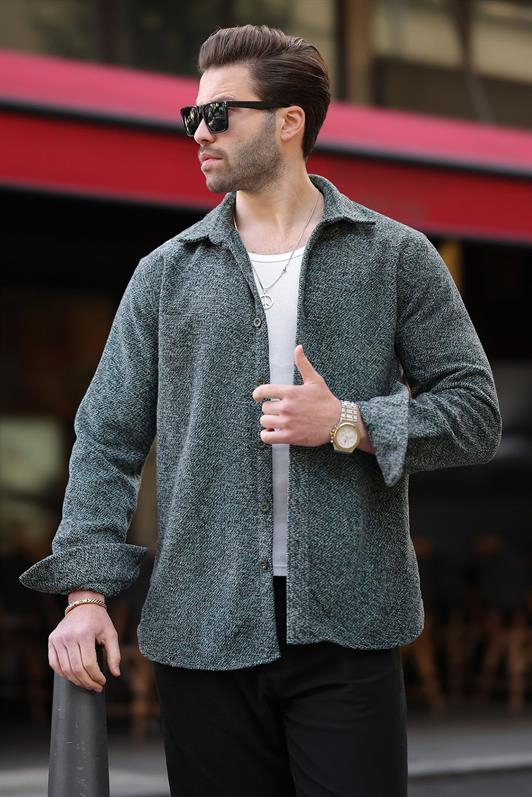 MDX Green Patterned Men's Jacket Shirt E6755 - Terni