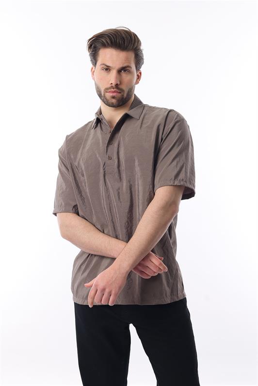 MDX Brown Oversized Comfort Fit Short Sleeve Shirt 6744 - Sunrise Manor