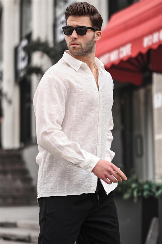 MDX Ecru Patterned Long Sleeve Men's Shirt 6734 - New Westminster
