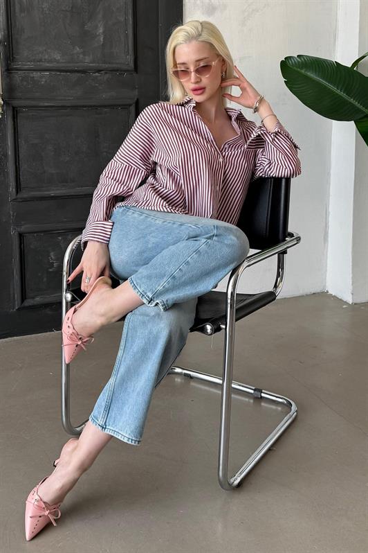MDX Burgundy Striped Oversized Shirt MG1525 - Troy