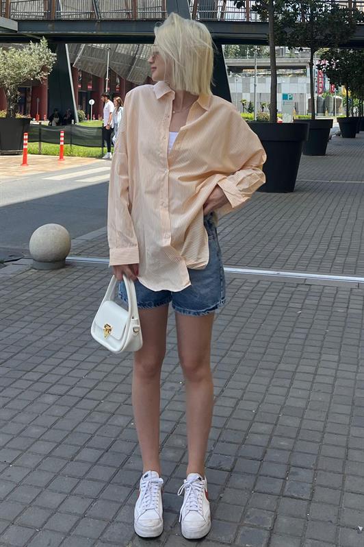 MDX Yellow Striped Over Fit Shirt Mg1525 - South San Francisco