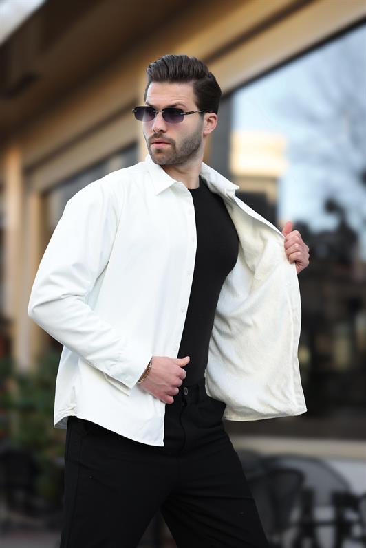 MDX White Men's Shirt with Fleece Lining E6759 - Guadalupe