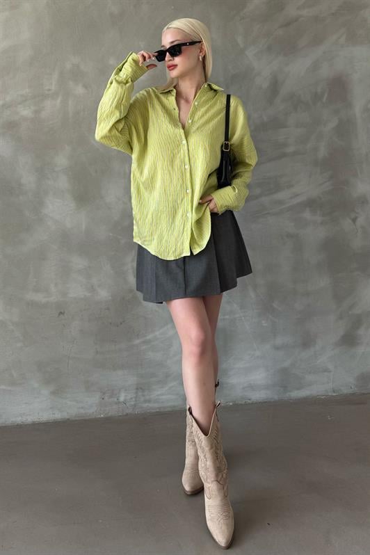 MDX Yellow Striped Oversized Women's Shirt Mg2327 - Alafaya