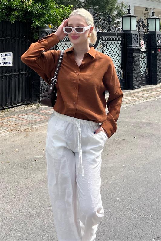 MDX Brown Long Sleeve Oversized Shirt MG2003 - Largo