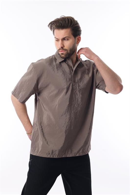 MDX Brown Oversized Comfort Fit Short Sleeve Shirt 6744 - Sunrise Manor