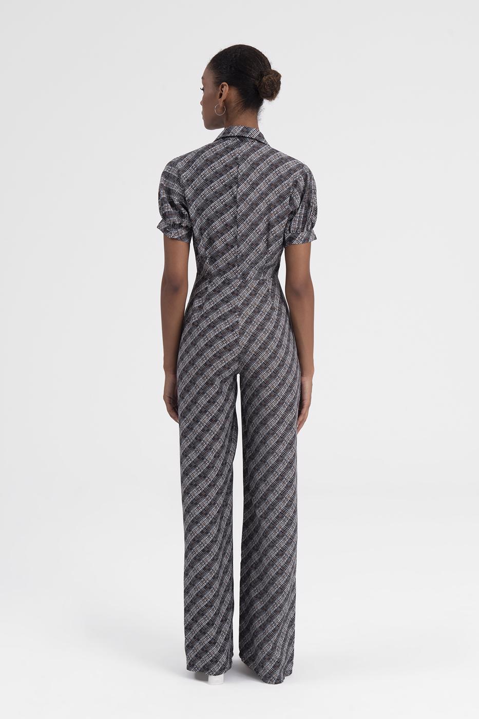 BSL Women Shirt Collar Short Sleeve Jumpsuit - Boryspil