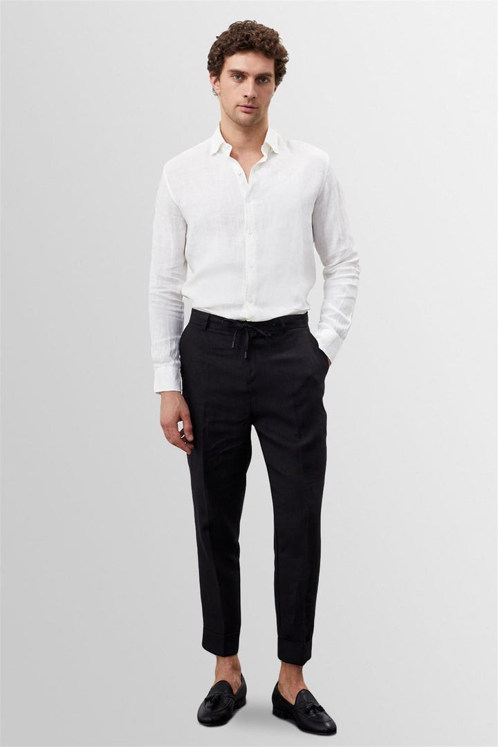 ANT Collar Button Detailed 100% Linen Men's Shirt - Hamburg