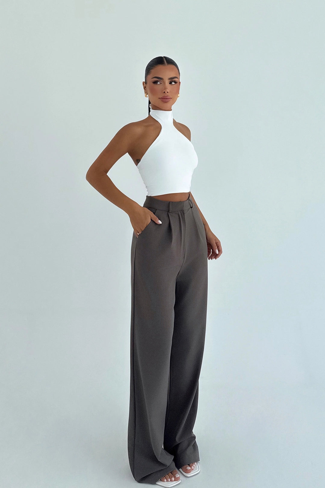 EYY Women Gri Yüksek Bel Pantolon - Alba Iulia