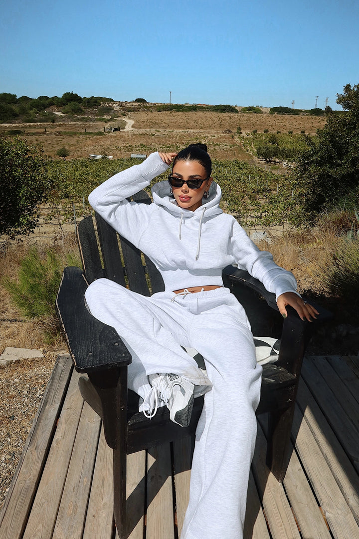 EYY Women Gray Scarf Hooded Tracksuit - Hennef