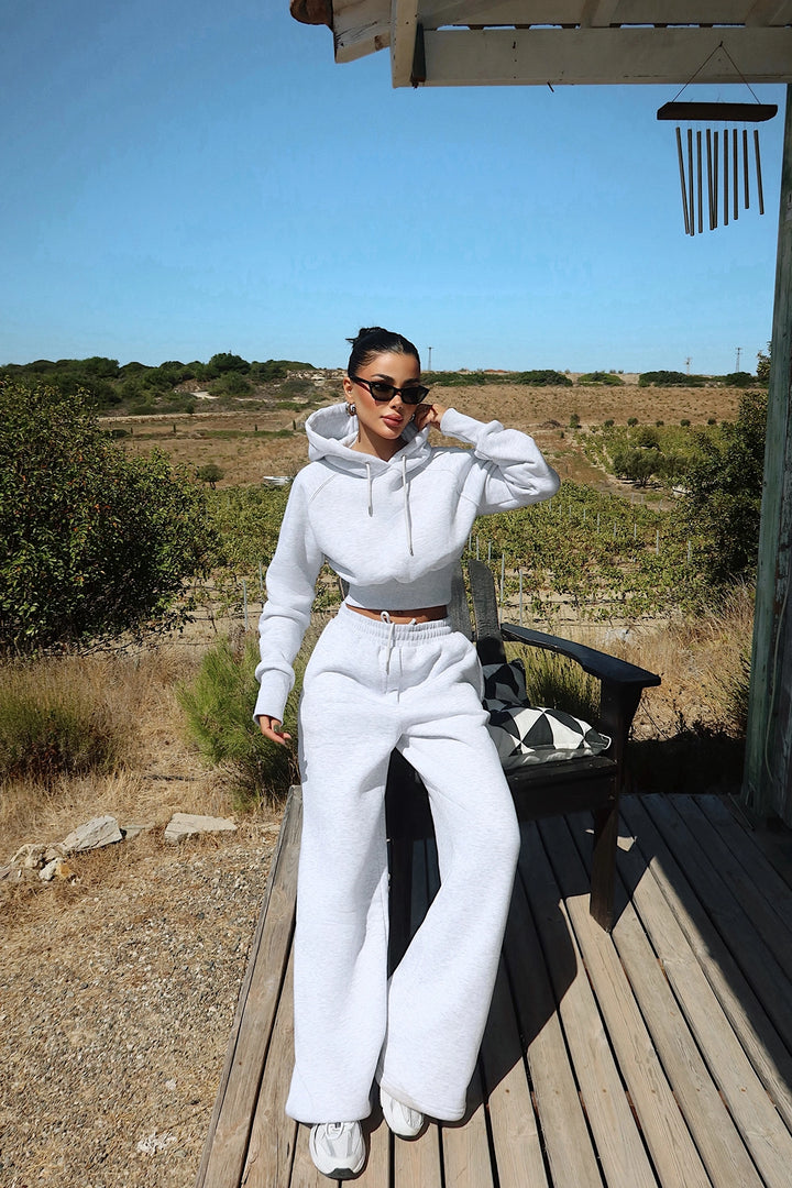 EYY Women Gray Scarf Hooded Tracksuit - Hennef