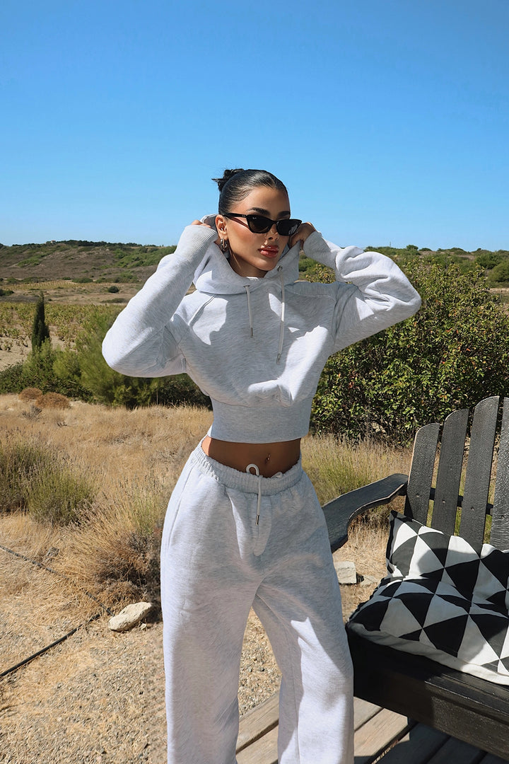 EYY Women Gray Scarf Hooded Tracksuit - Hennef