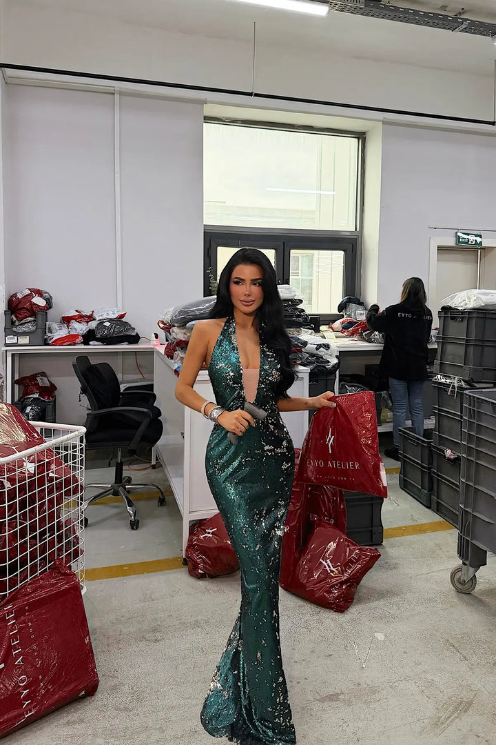 EYY Women Green Hologram Strappy Dress - Central Islip
