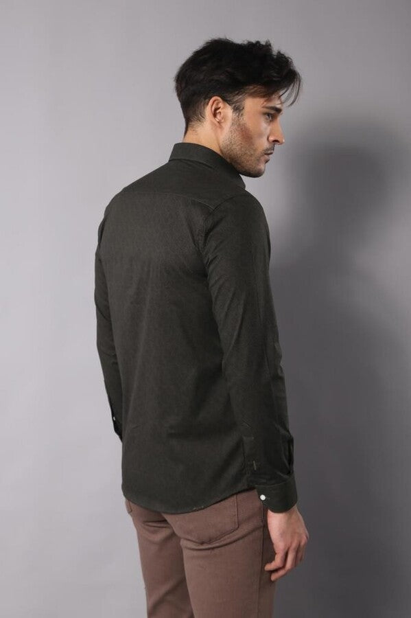 WSS Green Self Patterned Slimfit Shirt  - Hannover