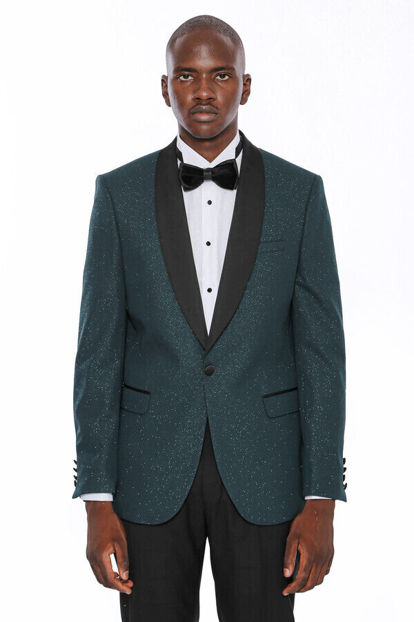 WSS Green Shawl Lapel Sparkly Tuxedo Jacket  - Völklingen