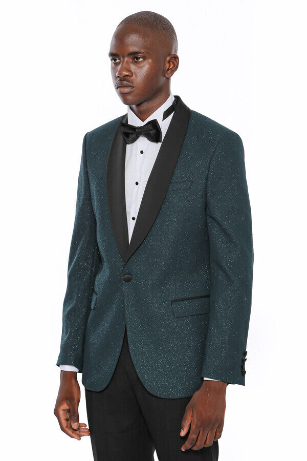 WSS Green Shawl Lapel Sparkly Tuxedo Jacket  - Völklingen