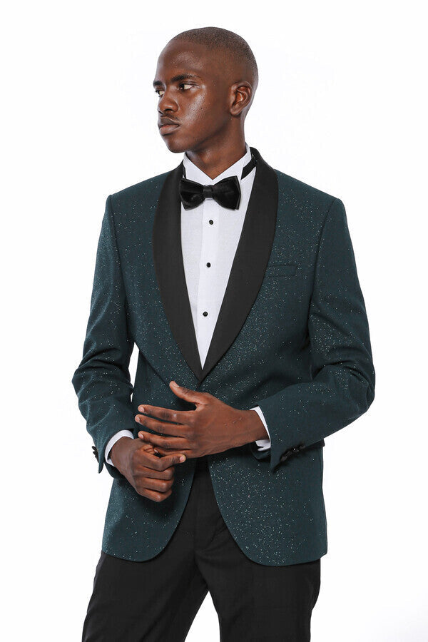 WSS Green Shawl Lapel Sparkly Tuxedo Jacket  - Völklingen