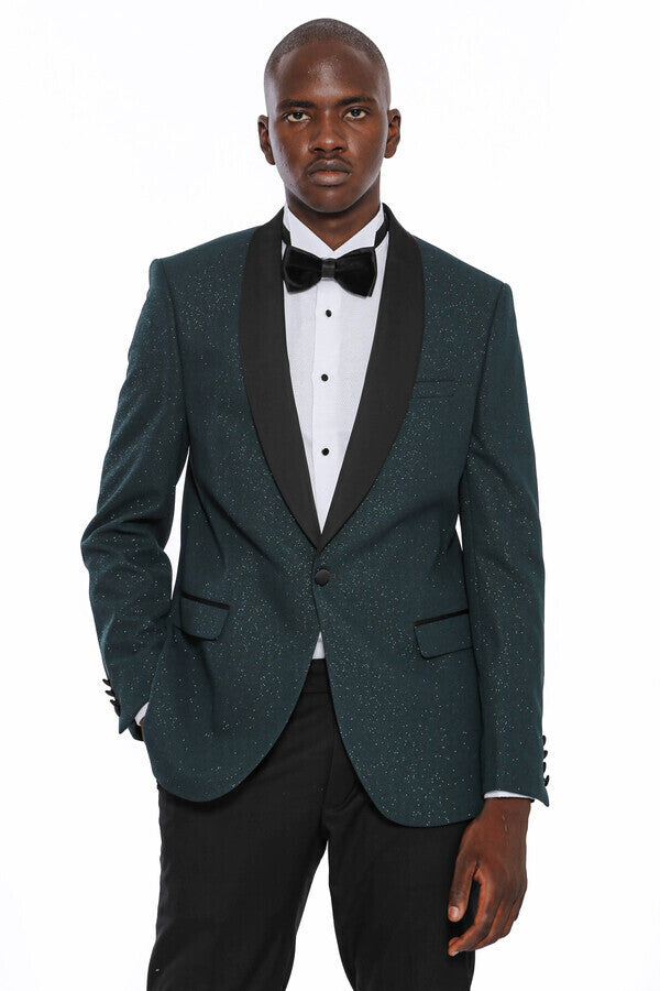 WSS Green Shawl Lapel Sparkly Tuxedo Jacket  - Völklingen