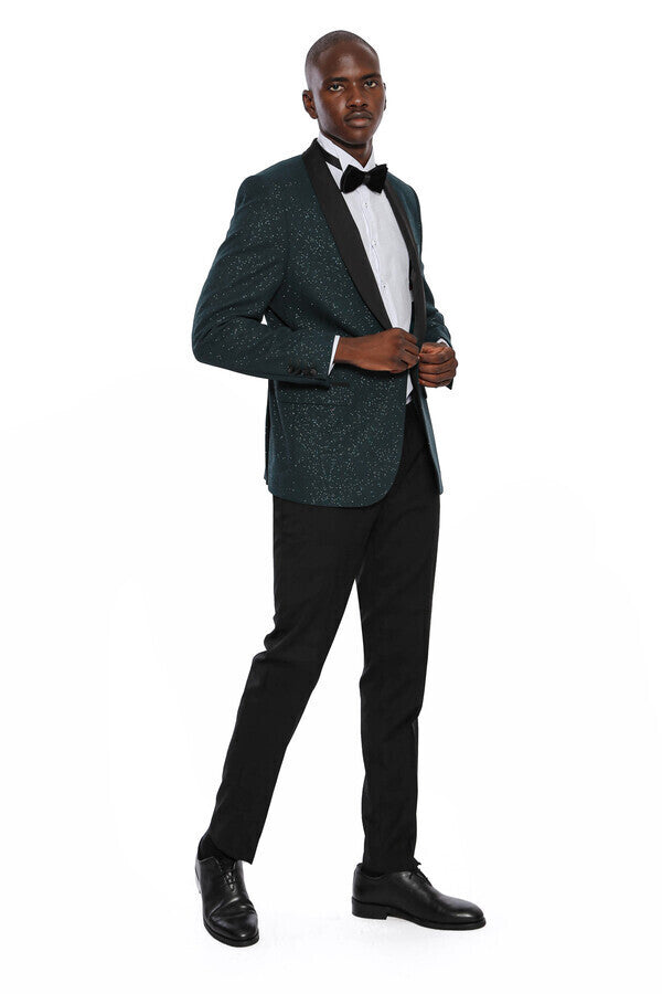 WSS Green Shawl Lapel Sparkly Tuxedo Jacket  - Völklingen