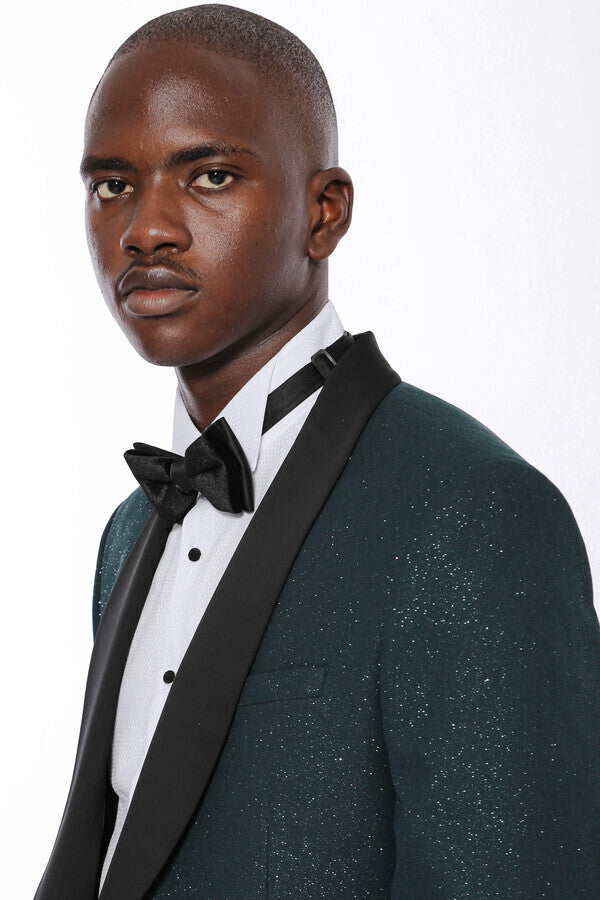WSS Green Shawl Lapel Sparkly Tuxedo Jacket  - Völklingen