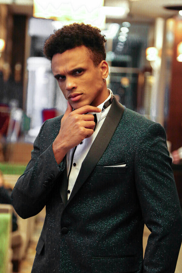 WSS Green Shawl Lapel Sparkly Tuxedo Jacket  - Völklingen