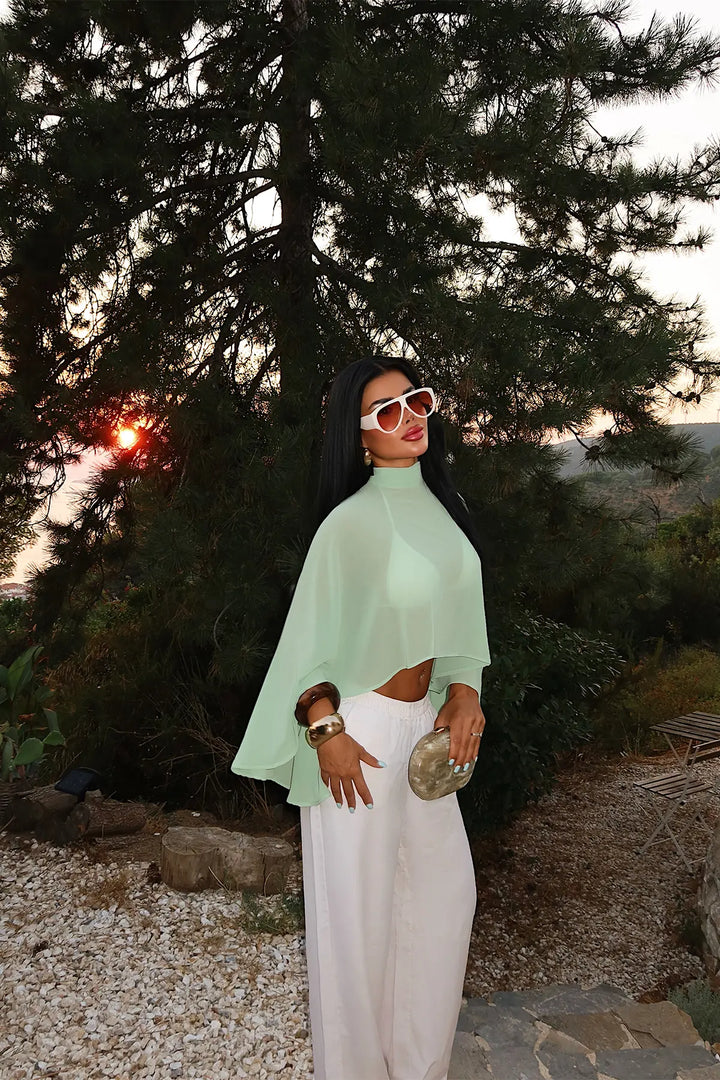 EYY Women Green Transparent Blouse - Peristéri