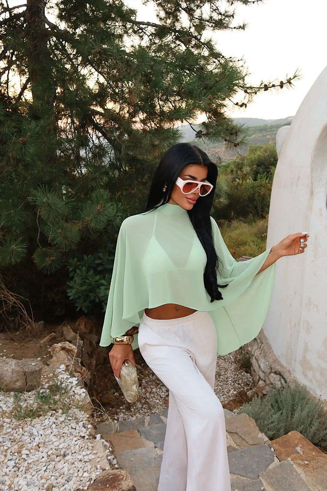 EYY Women Green Transparent Blouse - Peristéri
