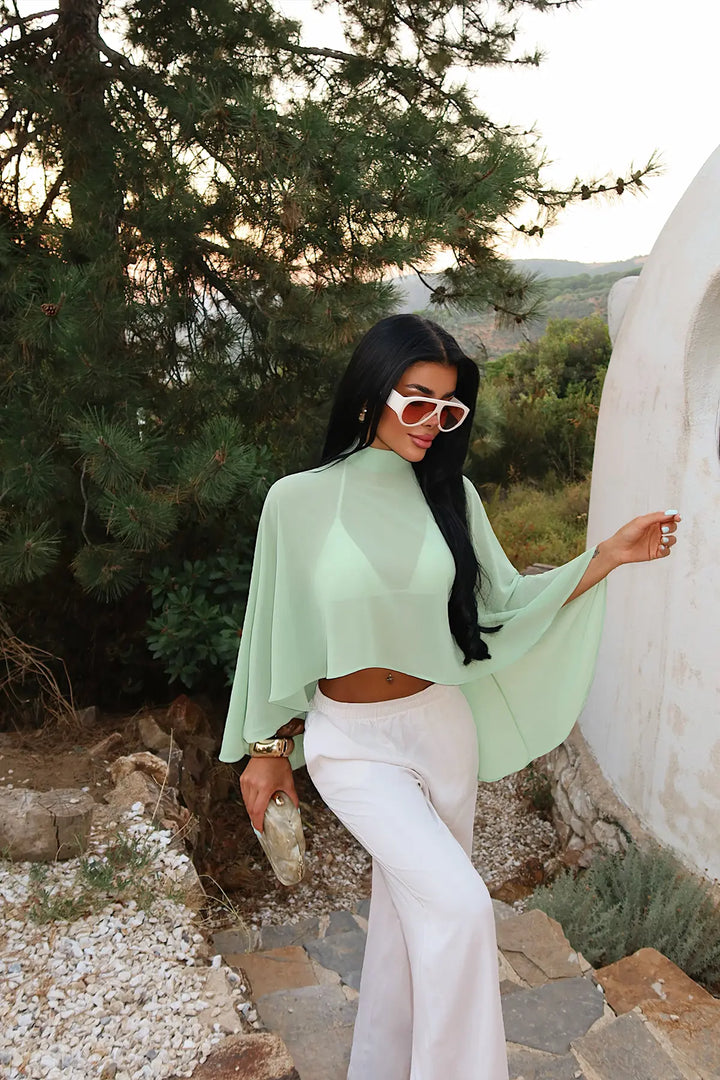 EYY Women Green Transparent Blouse - Peristéri