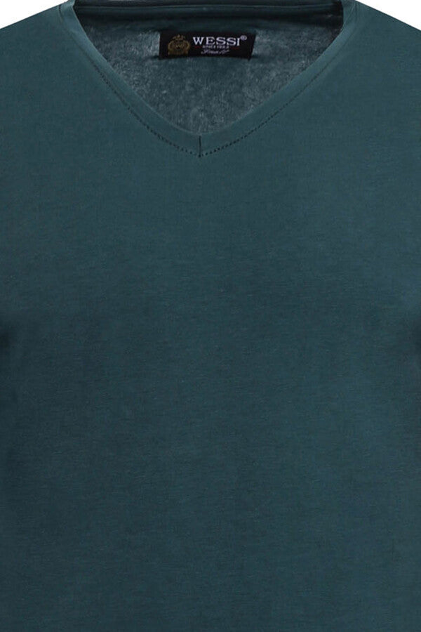 WSS Green V Neck Plain Sweatshirt  - Cascina