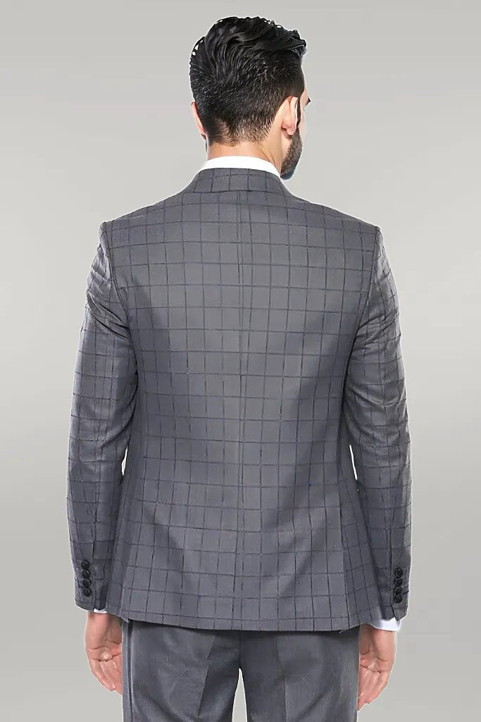 WSS Grey Vested Checked Suit  - Singen