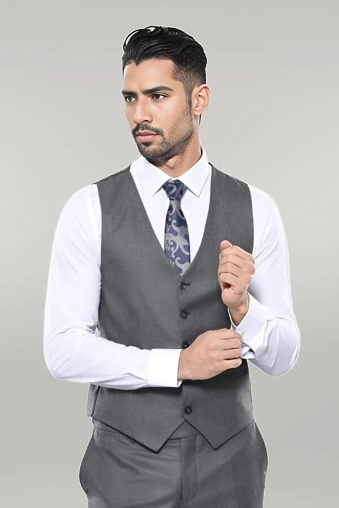 WSS Grey Vested Checked Suit  - Singen