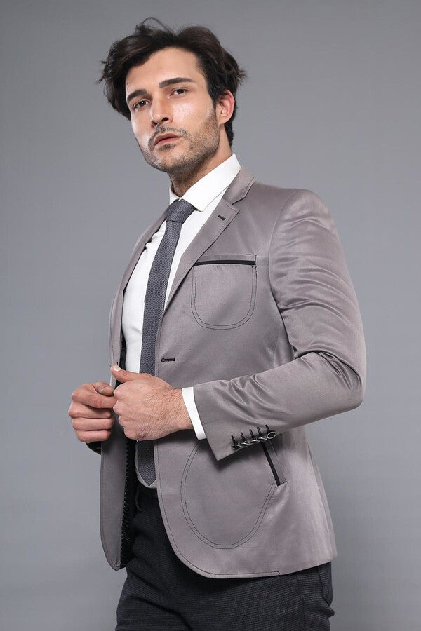 WSS Grey Blazer With Patch Pockets  - Zapopan