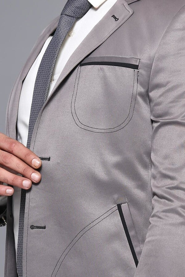 WSS Grey Blazer With Patch Pockets  - Singen