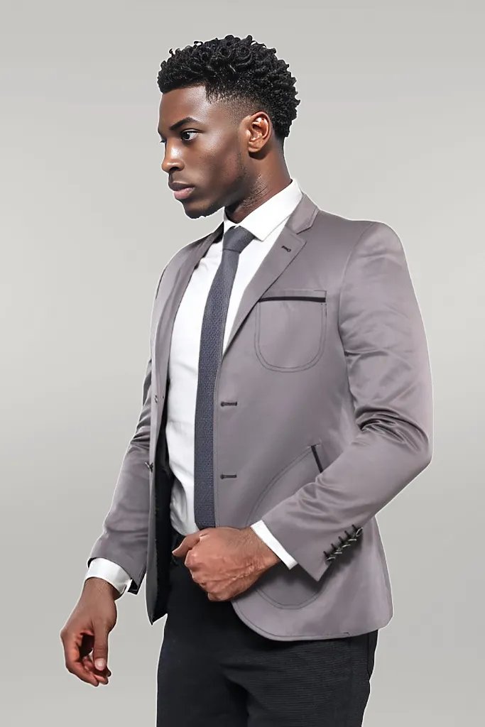 WSS Grey Blazer With Patch Pockets  - Singen