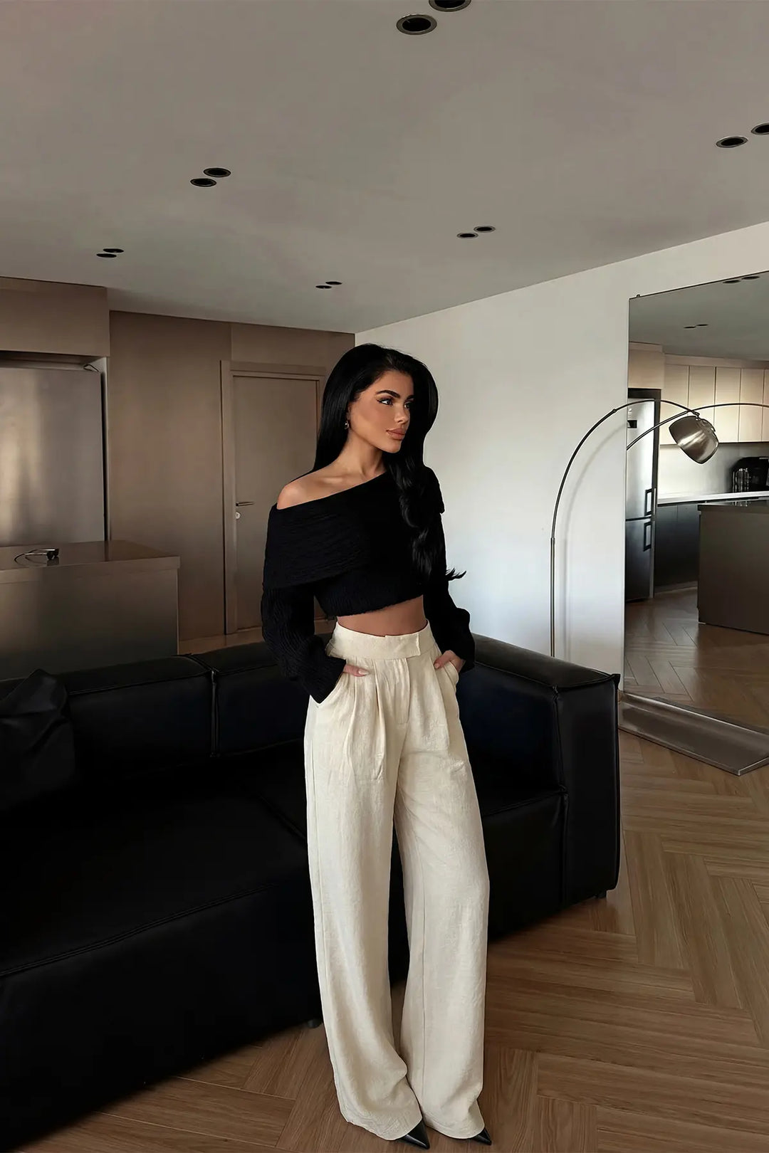 EYY Women Grey High-Waisted Palazzo Pants - Alchevsk