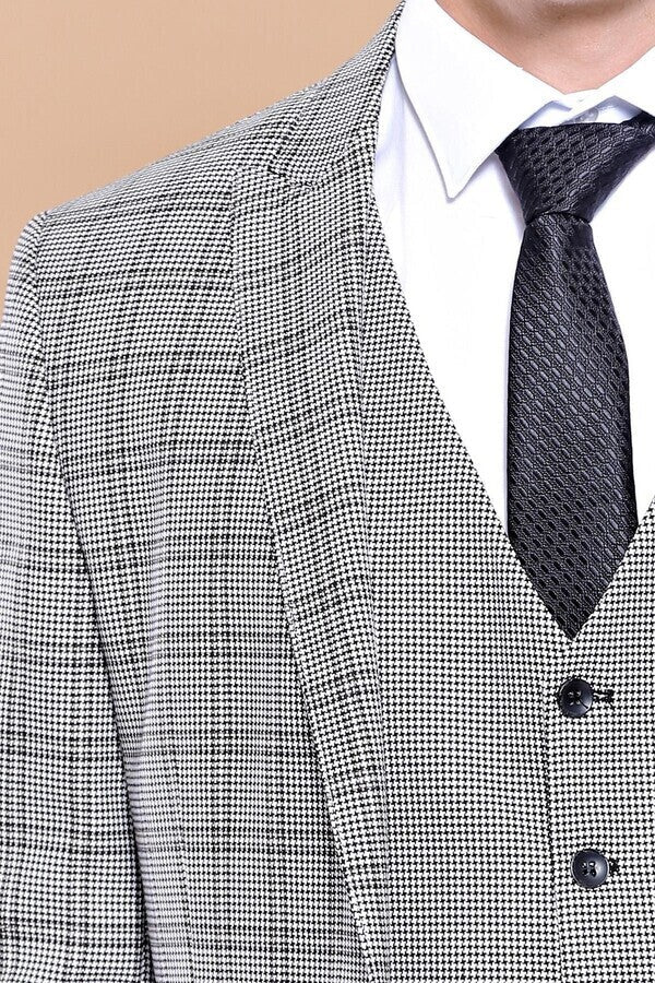 WSS Grey Plaid Vested Men's Suit  - East Point
