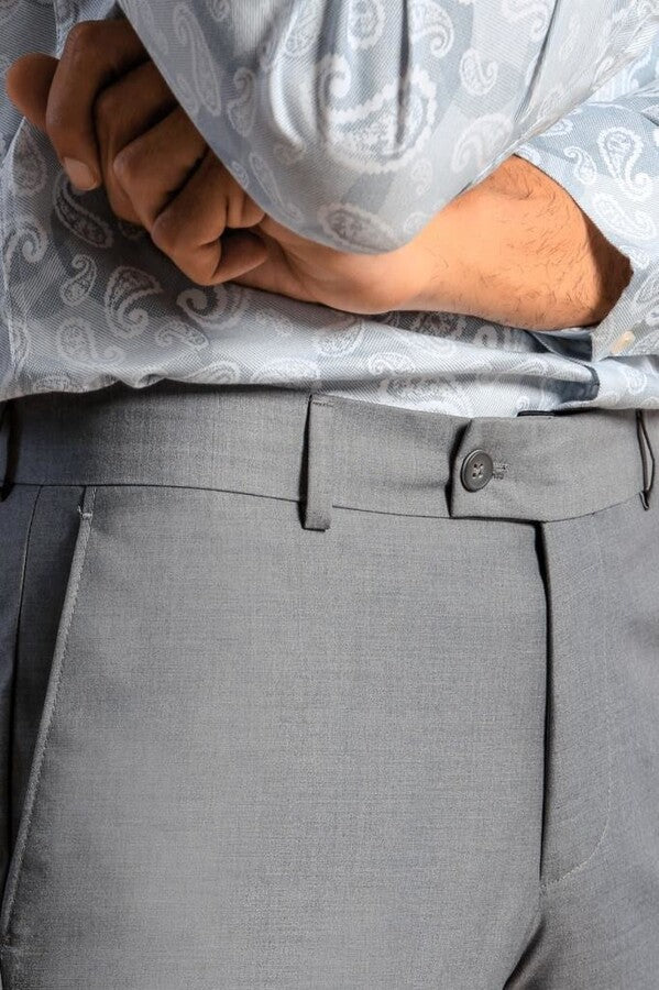 WSS Grey Slim Fit Men's Suit with Vest  - Singen