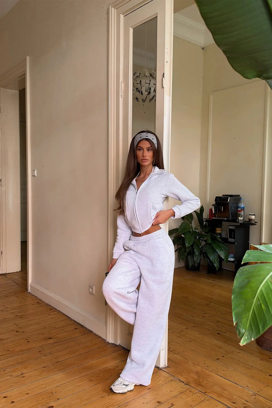 EYY Women Grey Zipper-Detail Tracksuit Set - Šiauliai