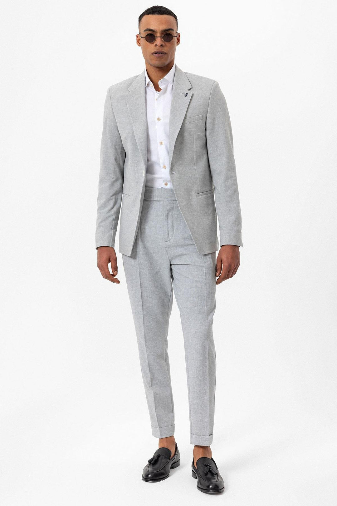 ANT Antioch Gray Single Button Men's Blazer Jacket - Vasylkiv