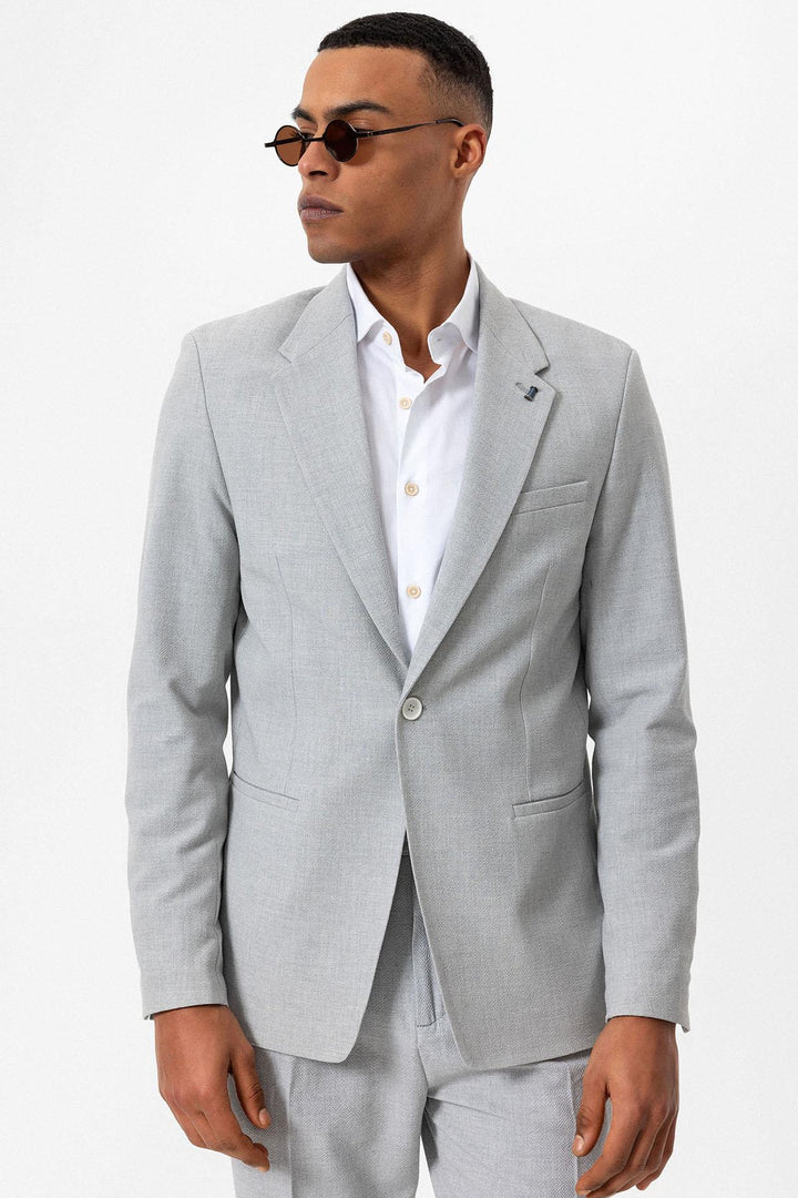 ANT Antioch Gray Single Button Men's Blazer Jacket - Vasylkiv