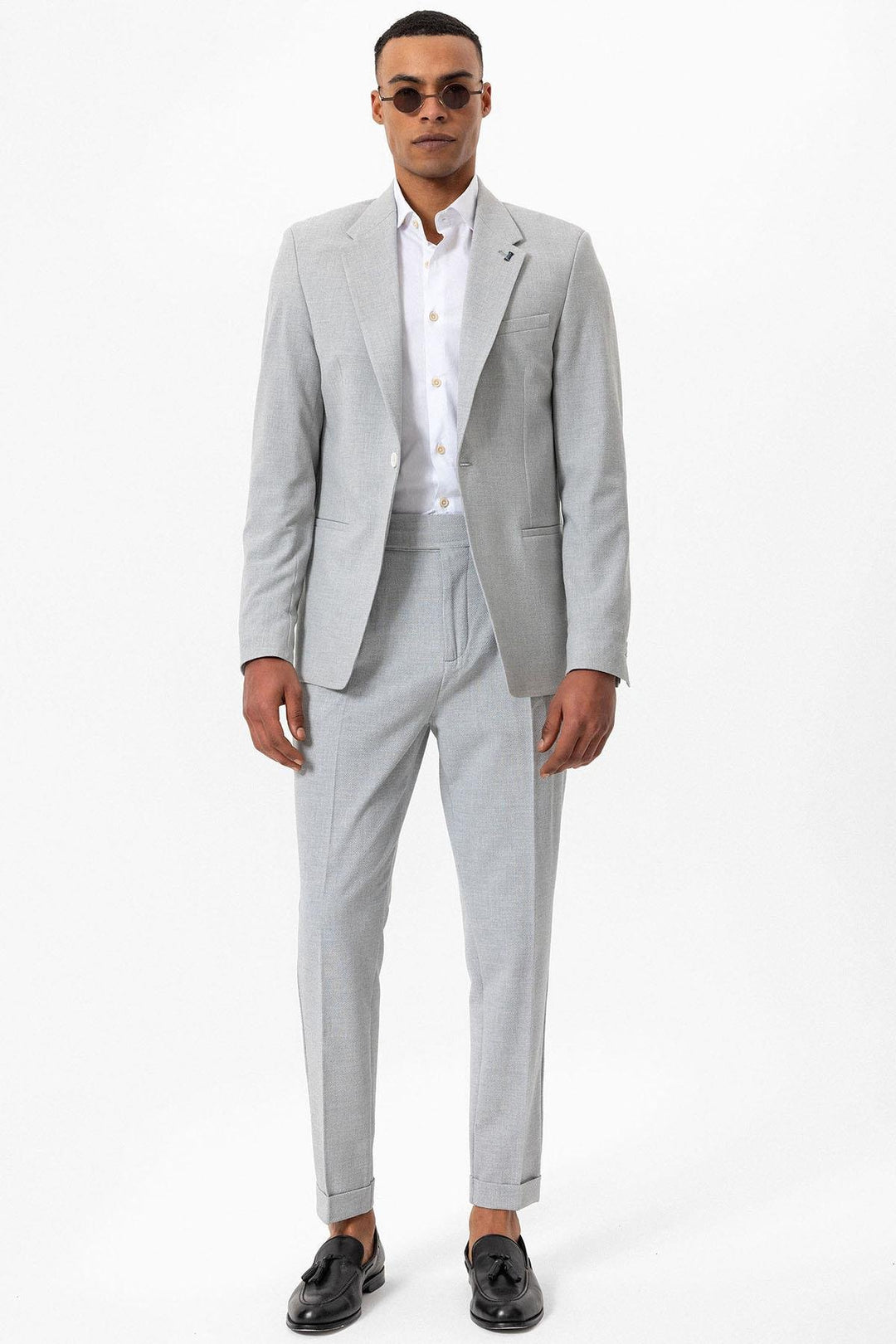 ANT Antioch Gray Single Button Men's Blazer Jacket - Vasylkiv