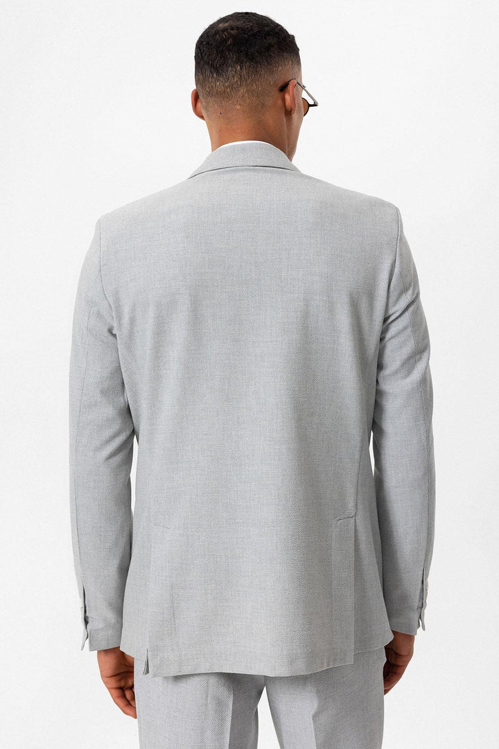 ANT Antioch Gray Single Button Men's Blazer Jacket - Vasylkiv