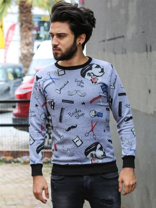 MDX Gray Printed Sweatshirt - Long Sleeve 1738 - Castellammare di Stabia